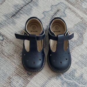 Footmates Harper Navy Leather Girls Mary Jane Buckle Shoes Sz5
